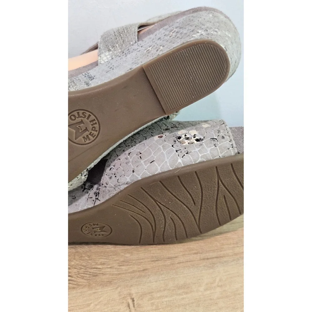 Mephisto Beauty Wedge‎ Sandals Womens 38/8 Grey Snakeskin nubuck Leather comfort